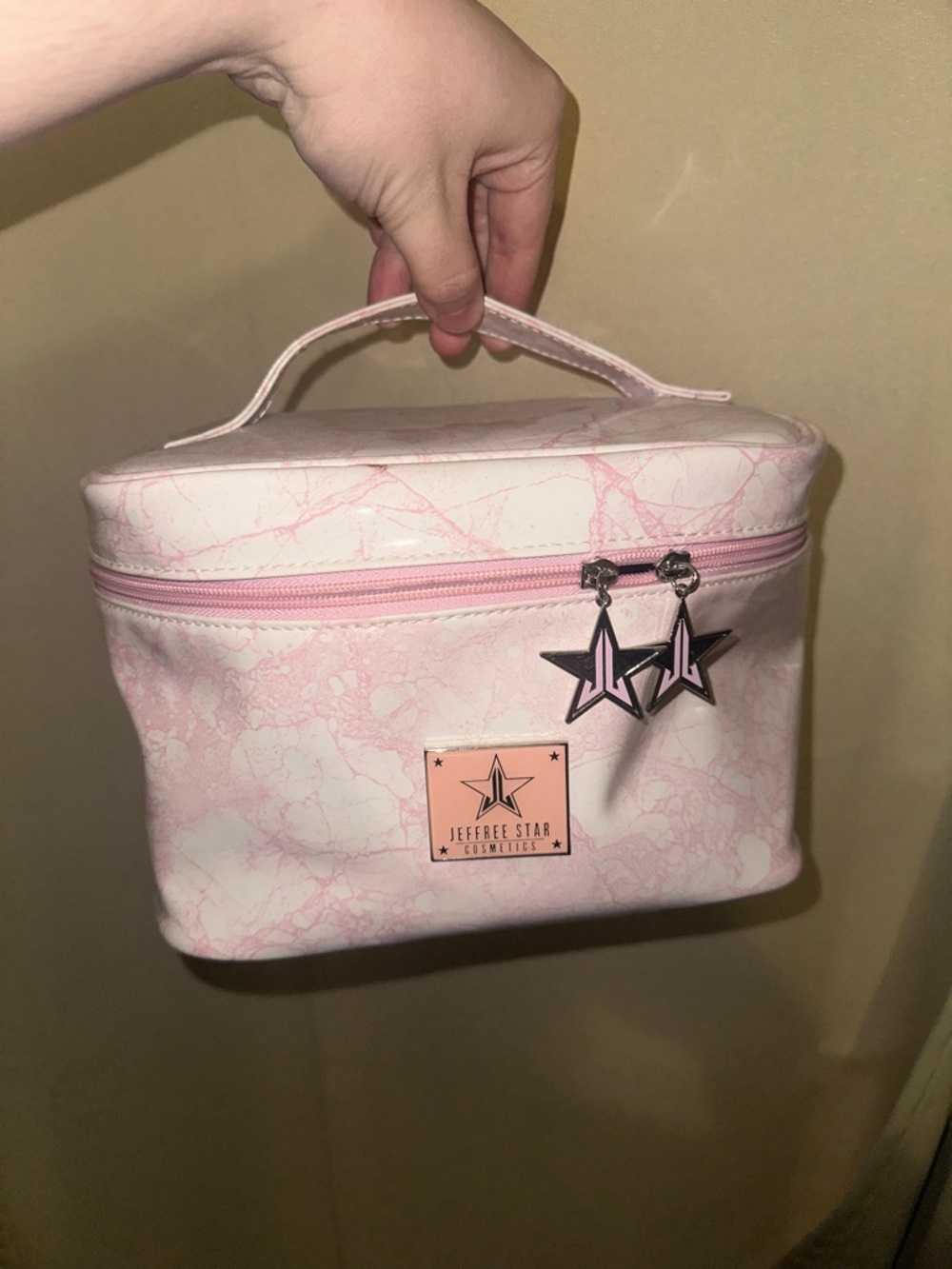 Jeffree Star Pink Marble Cosmetic Train Case makeup bag good condition